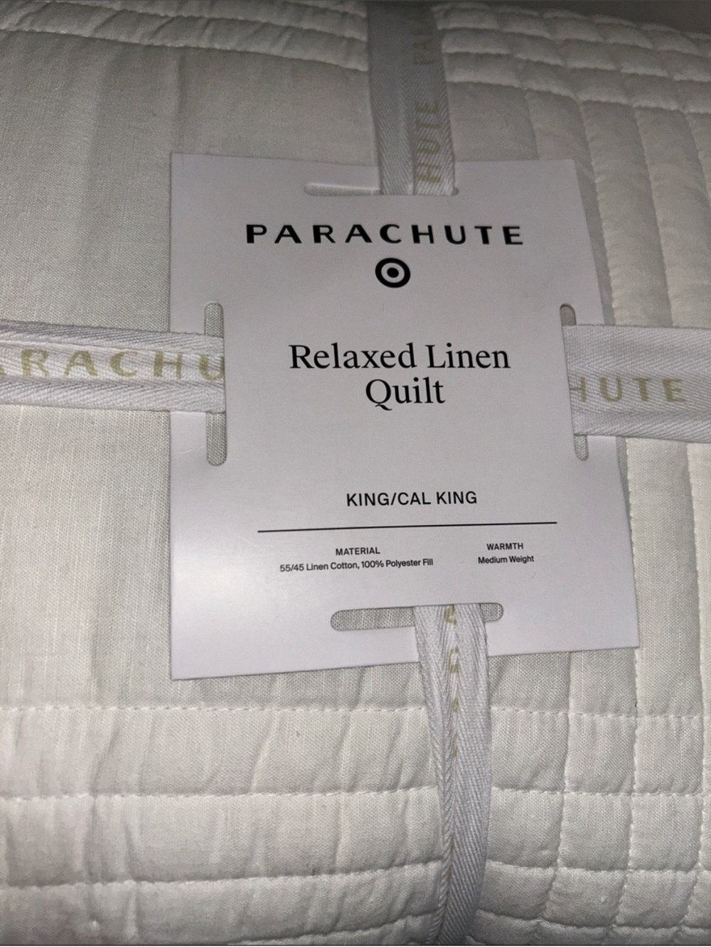 Parachute King/Cal King Relaxed Linen Quilt, White